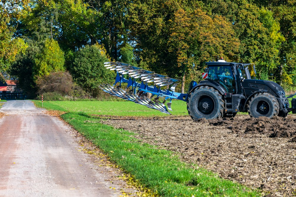 Tractor ploughing a field